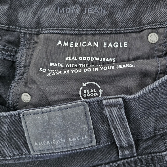 American Eagle Outfitters Mom Jeans destroyed black  size 4 - Picture 8 of 11
